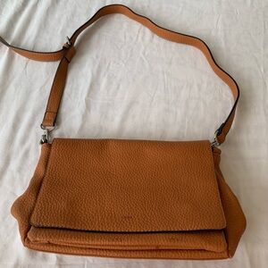 Colab Pebbled Vegan Leather Warm Tan Structured Shoulder Bag